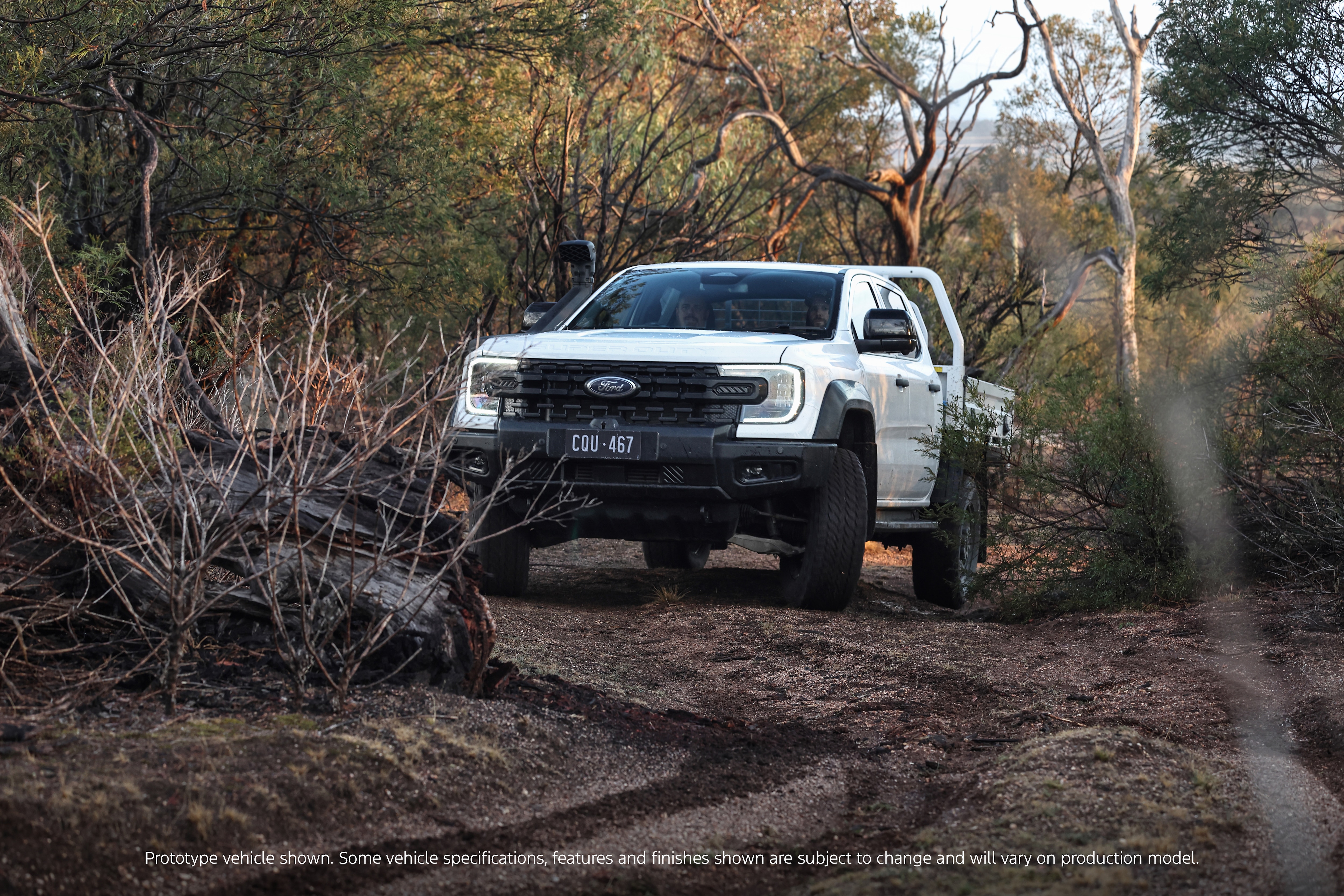Ford Ranger Super Duty. Prototype vehicle shown. Some vehicle specifications, features and finishes shown are subject to change and will vary on production model.