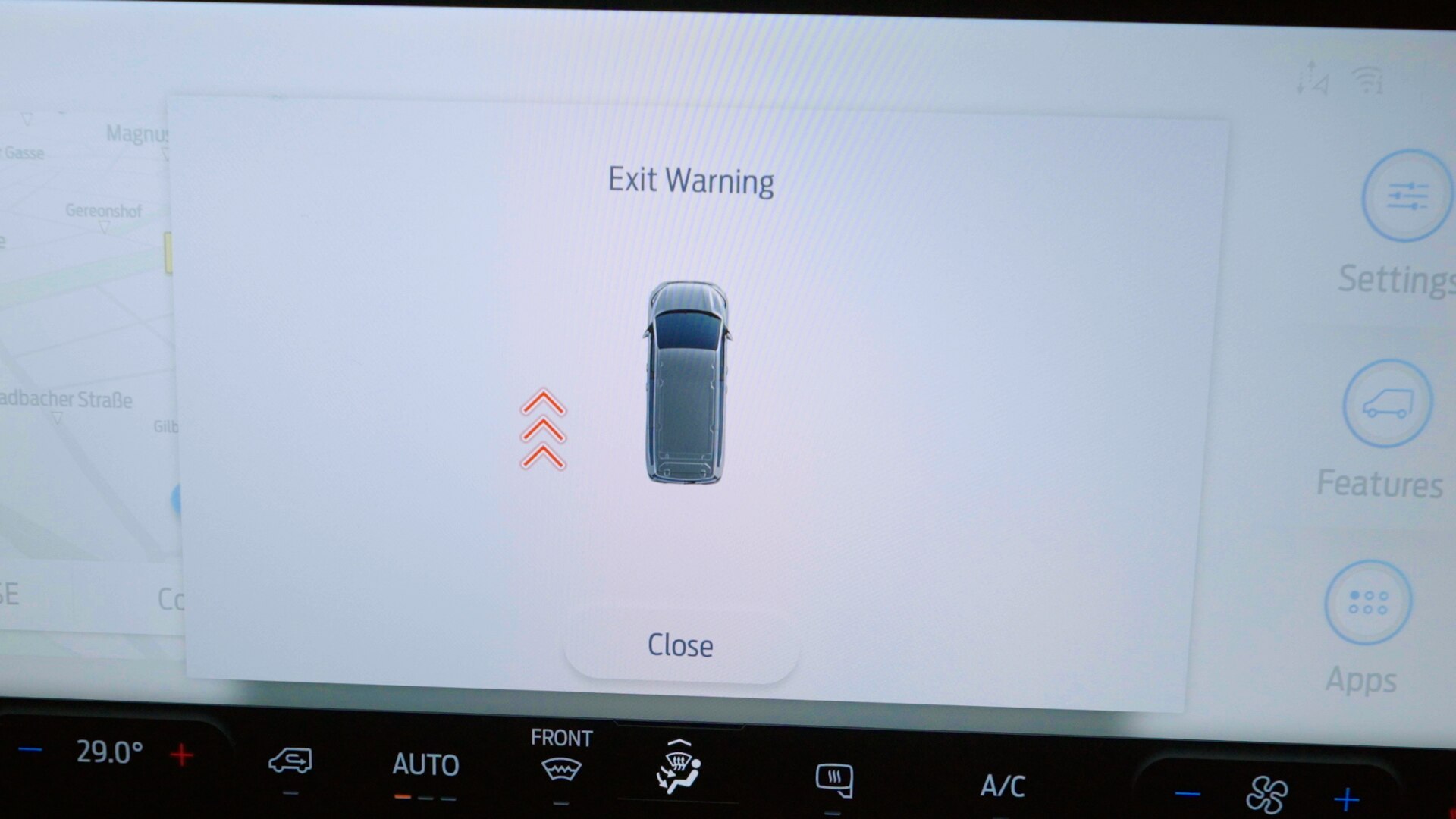 The all-new Ford Transit Custom can be equipped with Exit Warning. Radar and external sensors help identify when an opening door might cause a collision with a passing road user and LED indicators on the door mirrors are activated, as well as an alert on the dashboard.