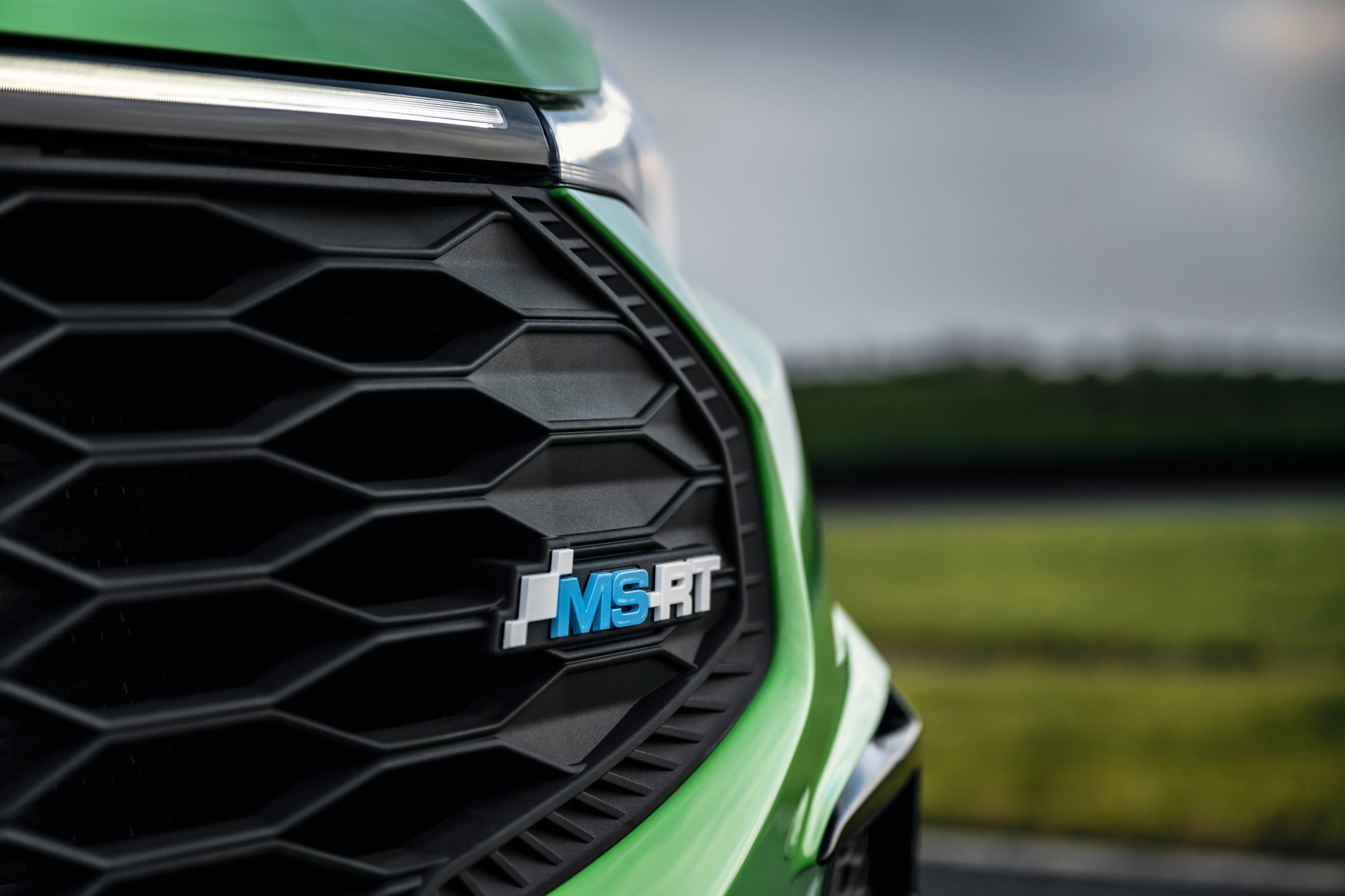 a closeup of a grill with the MS-RT logo