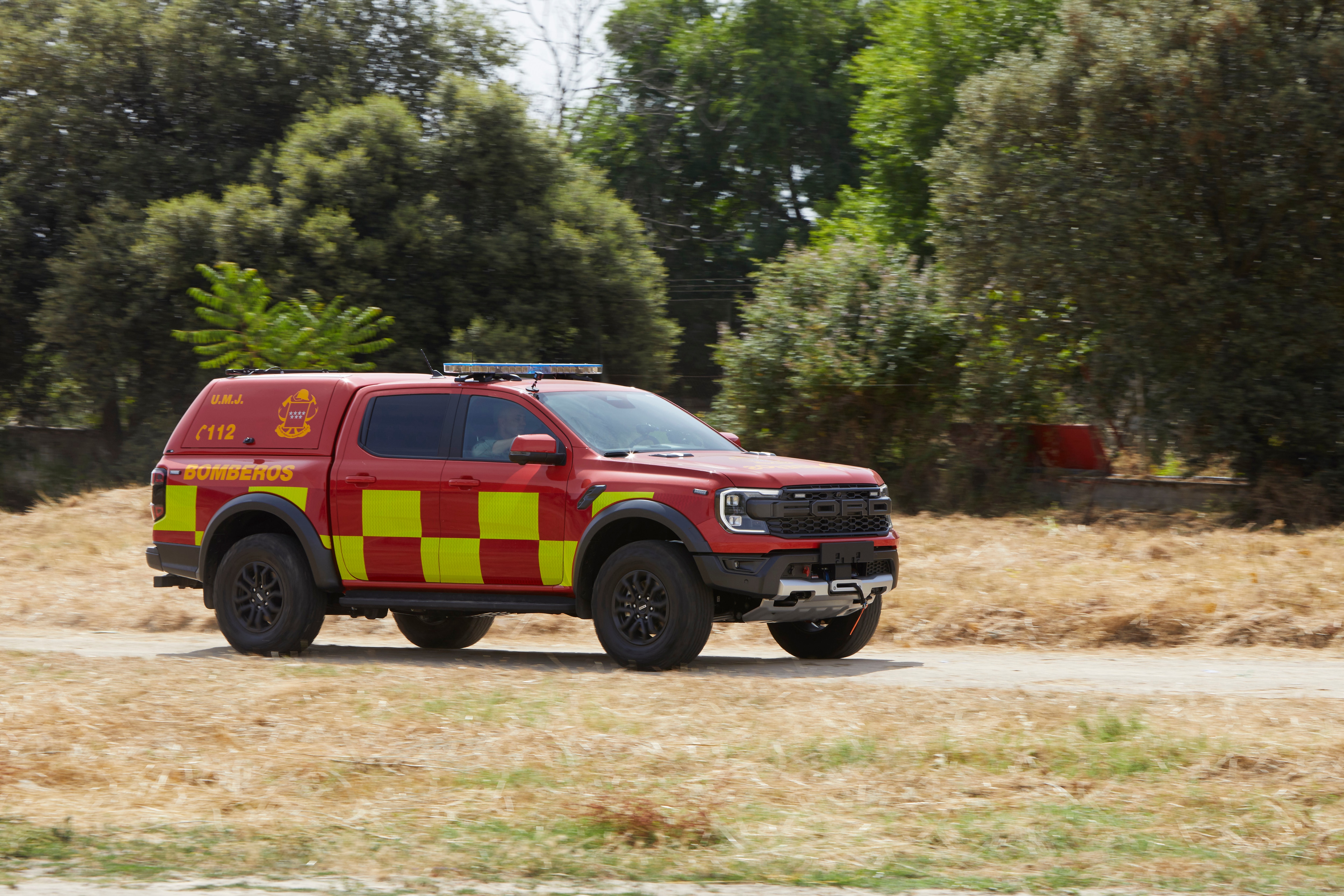 One of the departments full-equipped Ranger Raptors. LICENSE EXPIRES: In perp - LICENSE BY:Ford Europe LICENSE SCOPE: A - Earned editorial, press releases, press kits. C - All non-broadcast digital and online media, plus Retail and POS (showrooms, events etc). D - All print media (newspaper, magazine etc) REGION: Global COPYRIGHT AND IMAGE RIGHTS: This content is solely for editorial use and for providing individual users with information. Any storage in databases, or any distribution to third parties within the scope of commercial use, or for commercial use is permitted with written consent from Ford of Europe only.