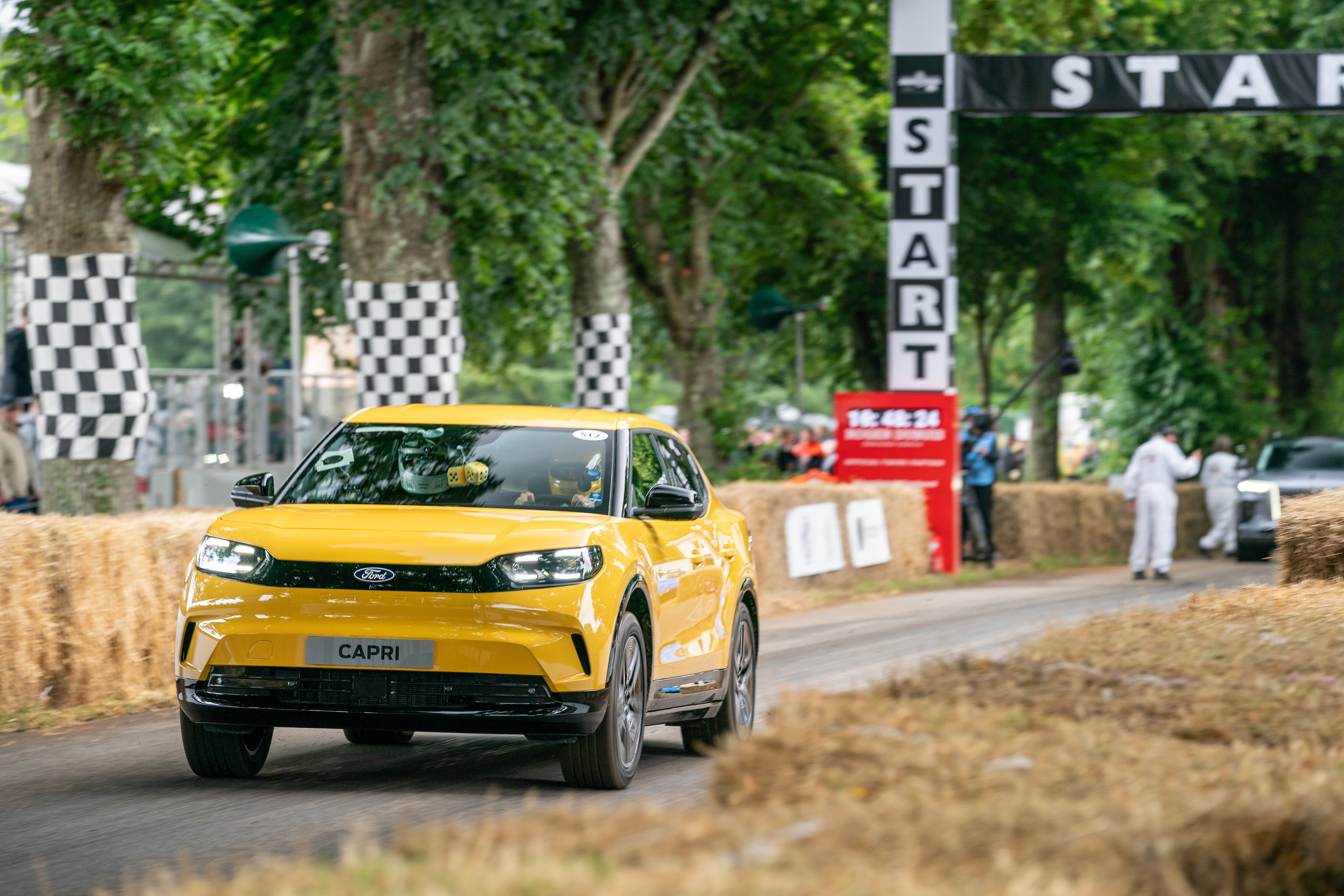 Ford Capri at the the 2024 Goodwood Festival of Speed. License valid for earned editorial, press releases, press kits. All non-broadcast digital and online media Region: Global. This content is solely for editorial use and for providing individual users with information. Any storage in databases, or any distribution to third parties within the scope of commercial use, or for commercial use is permitted with written consent from Ford in Europe GmbH only.