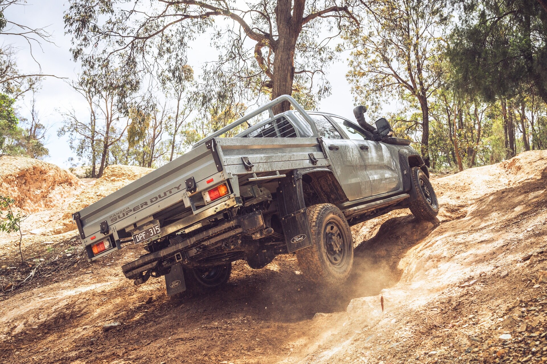 Ranger Super Duty climbing gravel and mud hill