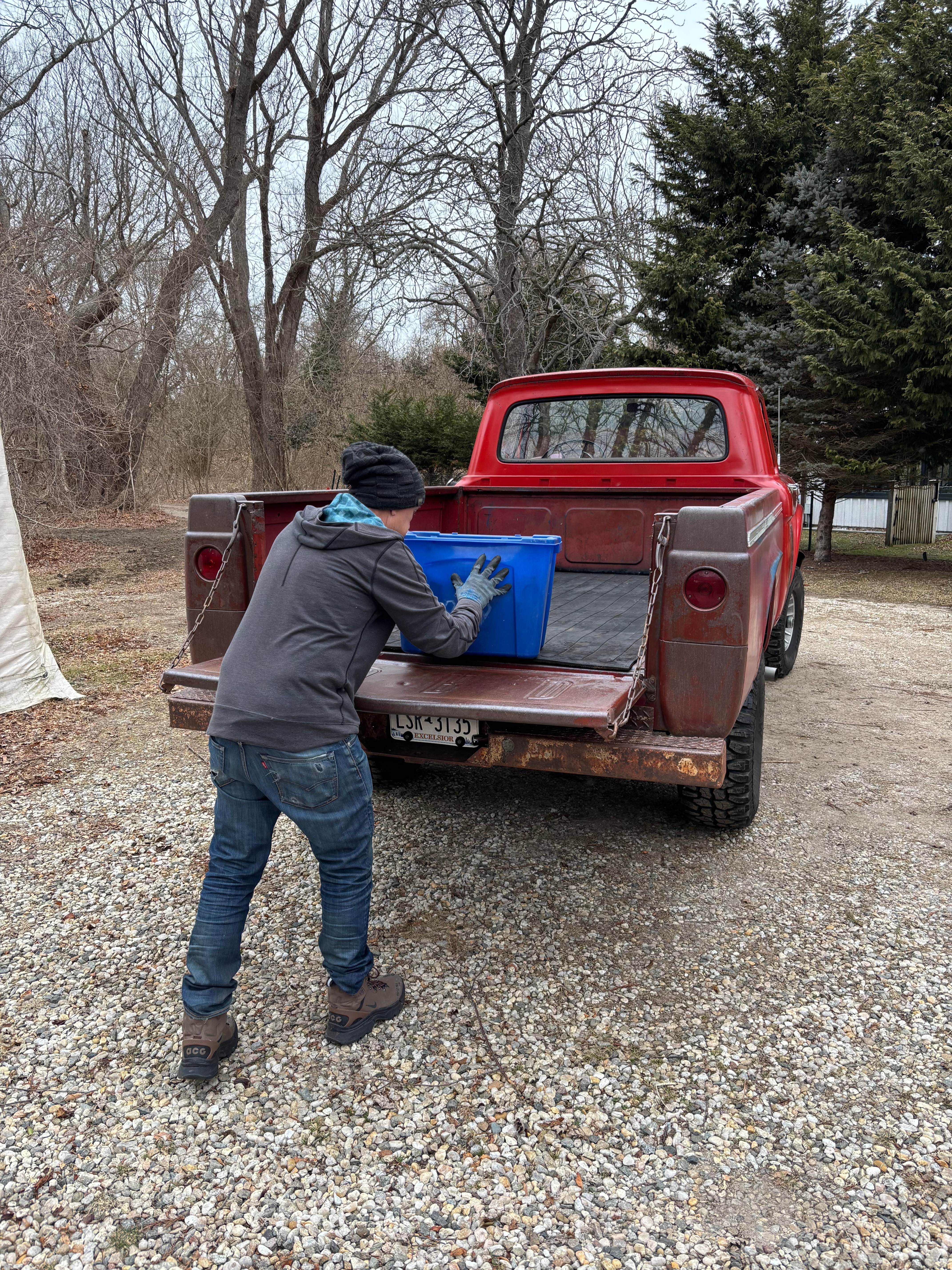 Glenn Schubert tests the payload in his now-recovered 1963 Ford F-100.