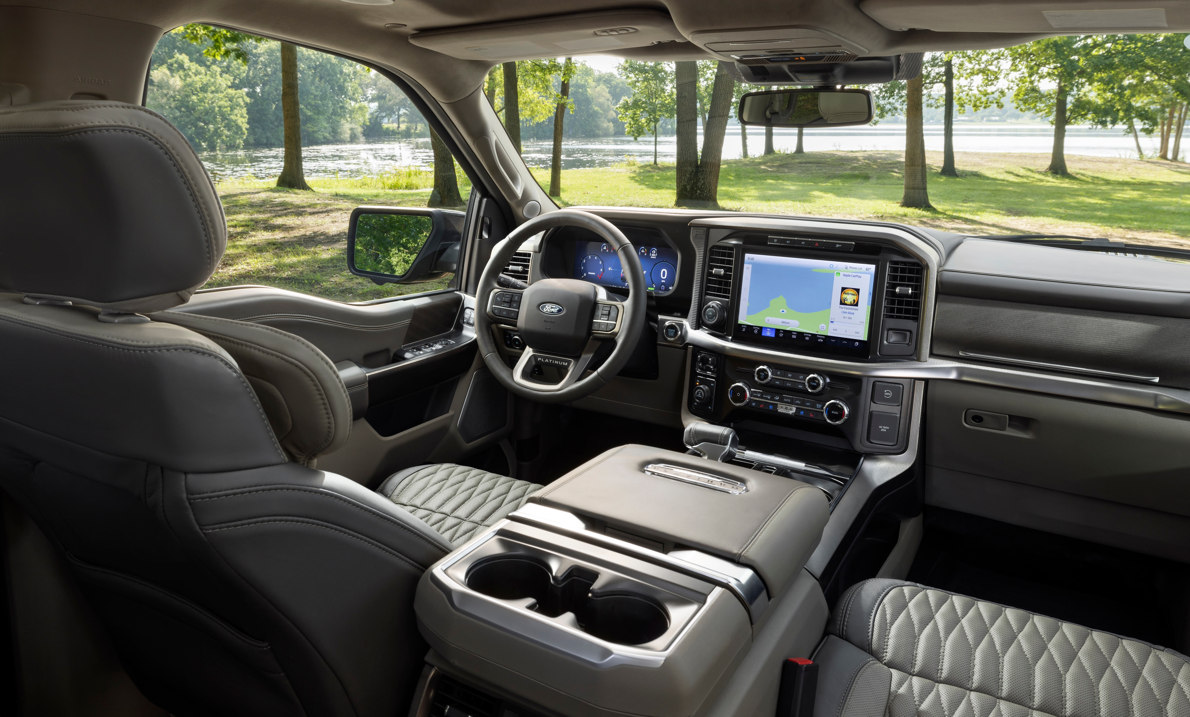 The interior of a 2024 Ford F-150 Platinum 