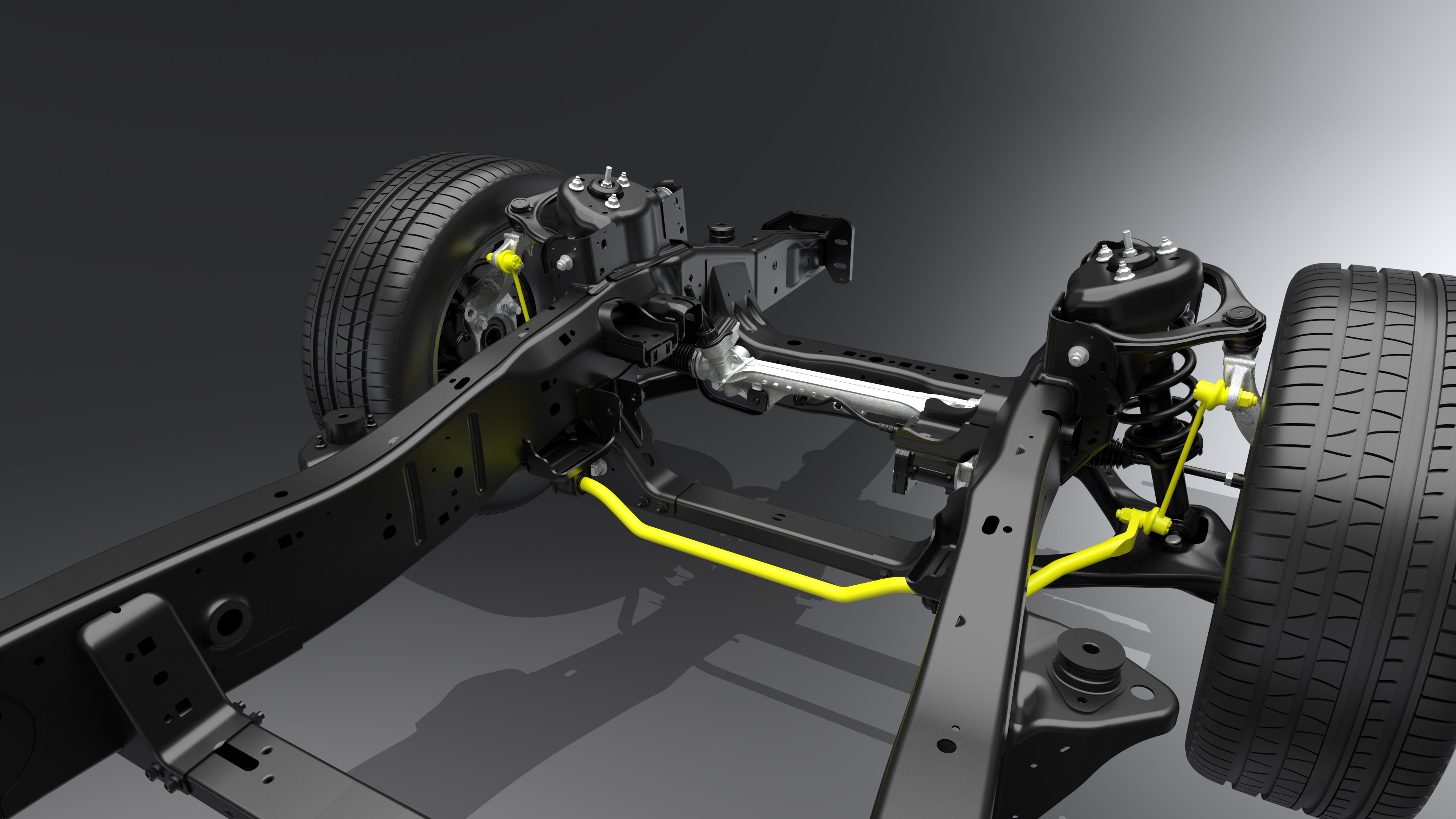 Rendered image of 2025 Expedition with front stabilizer bar highlighted