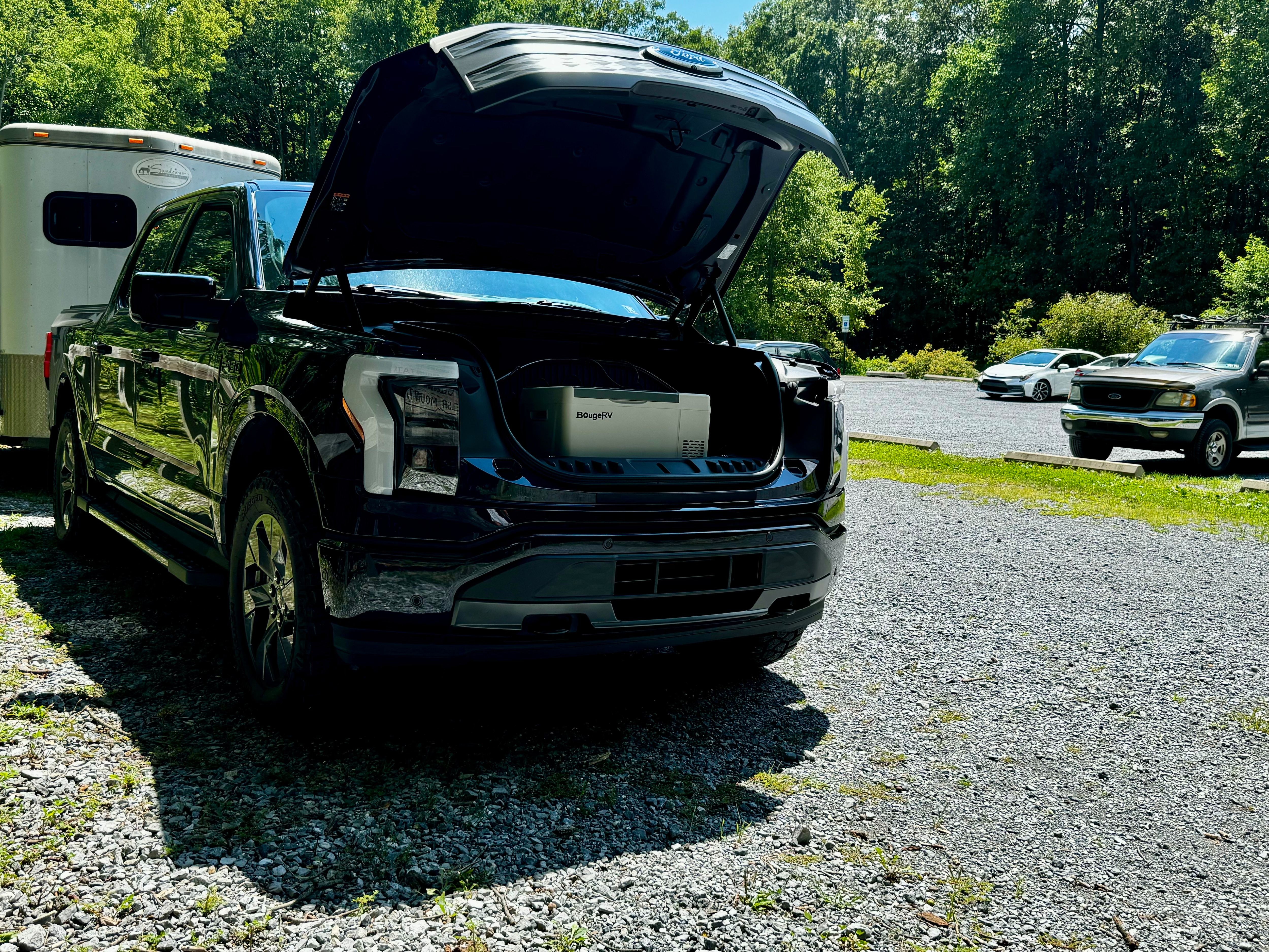 Kurt Stype from Pennsylvania uses his F-150 Lightning's Mega Power Frunk primarily for lockable storage space.