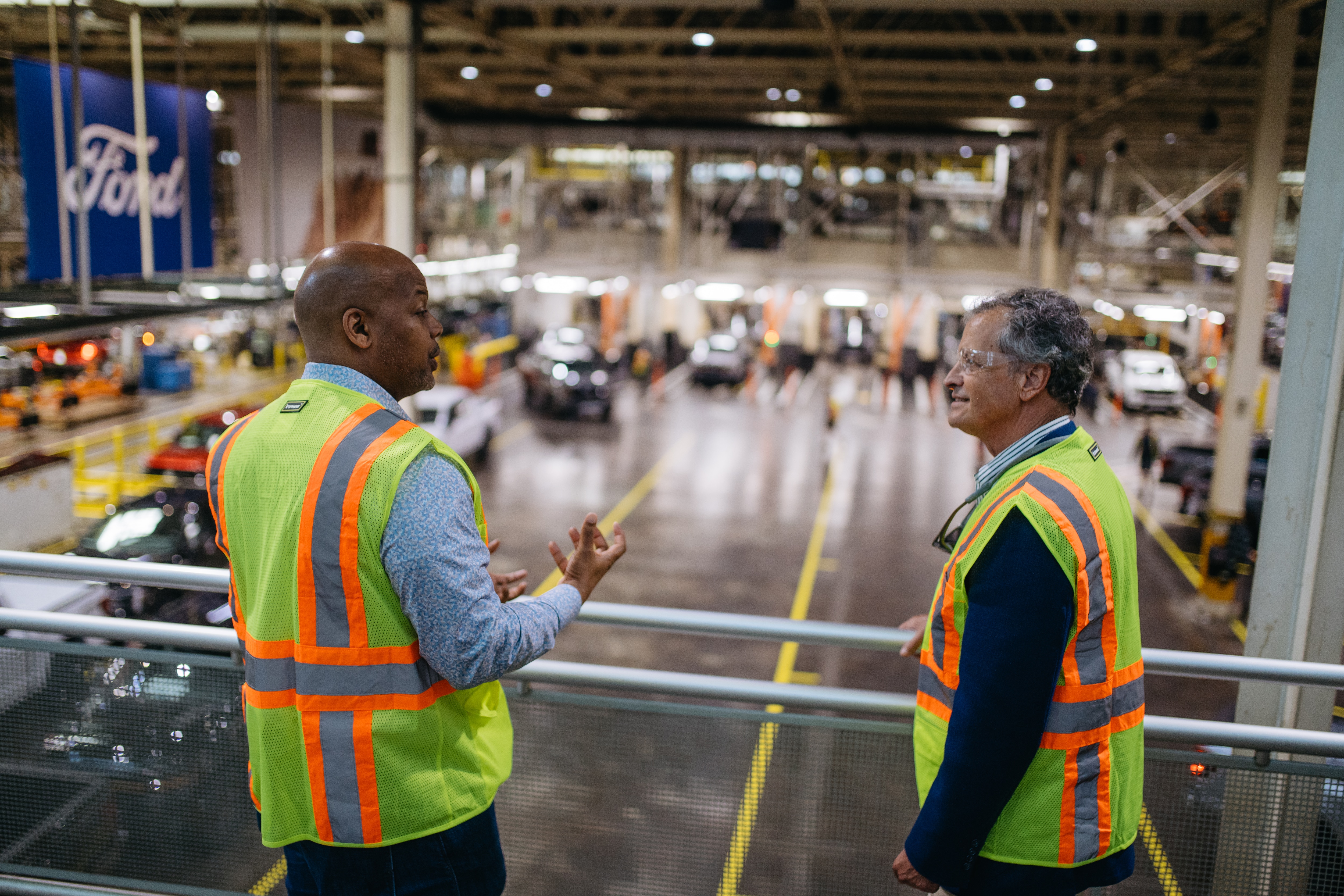 Dearborn Truck Plant Manager Corey Williams tours Marc Fogel, an American history teacher who recently returned home after being wrongfully detained in Russia, around Dearborn Truck Plant on Monday, May 5, 2025.