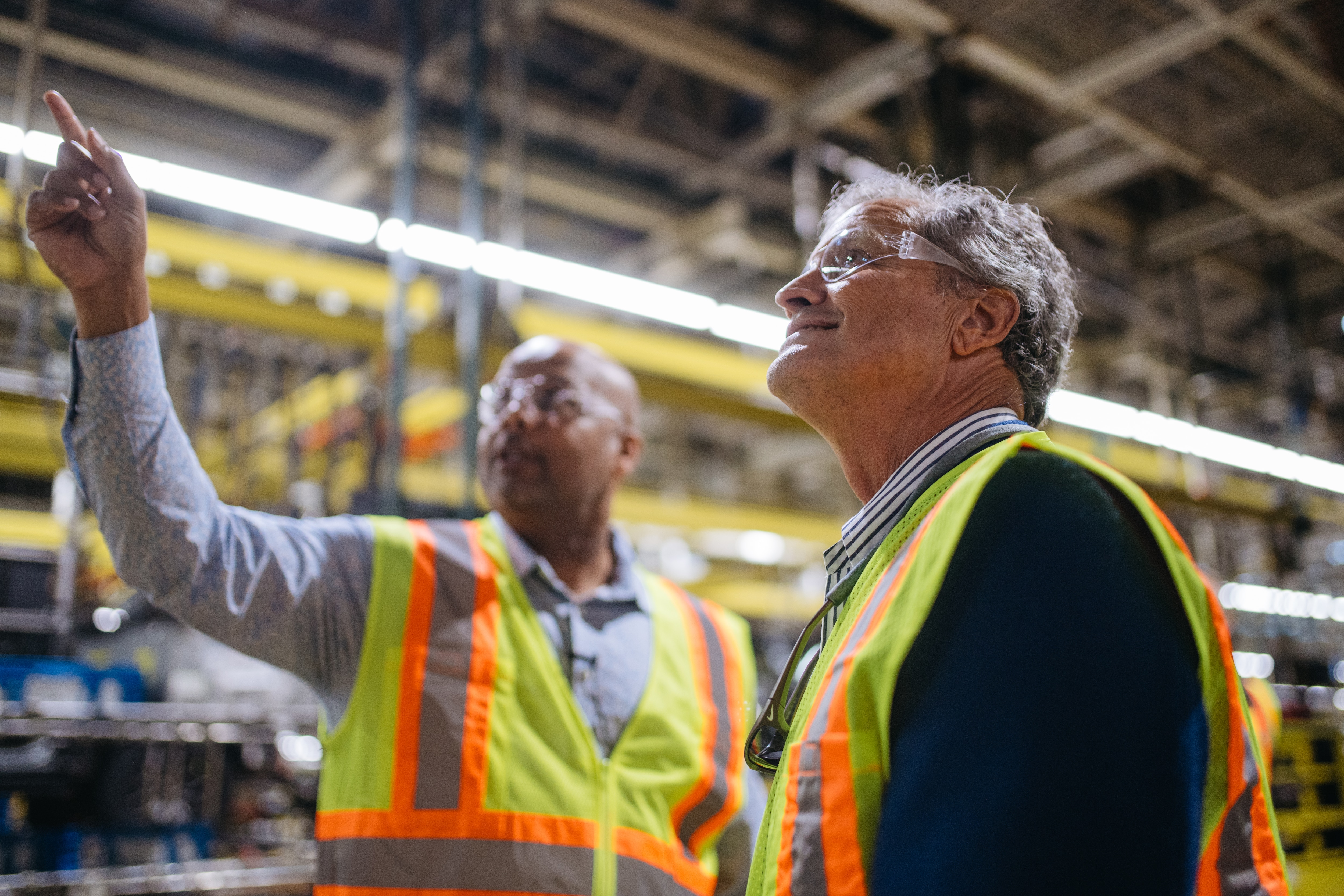 Dearborn Truck Plant Manager Corey Williams tours Marc Fogel, an American history teacher who recently returned home after being wrongfully detained in Russia, around Dearborn Truck Plant on Monday, May 5, 2025.