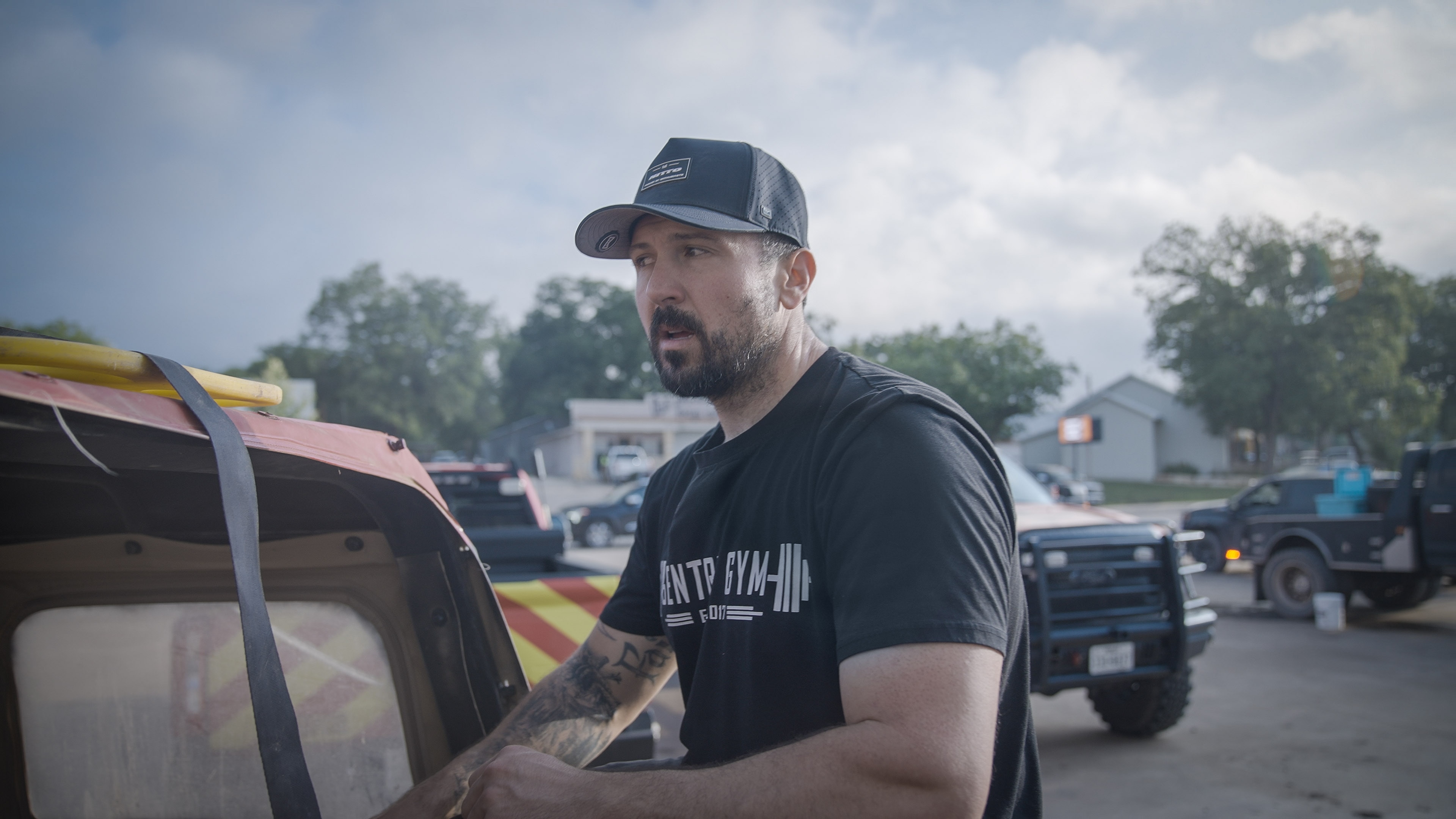 Chase Gentry, who is affiliated with Ford through its Ford Ambassador program, drove to Kerryville to help as soon as he heard the news.