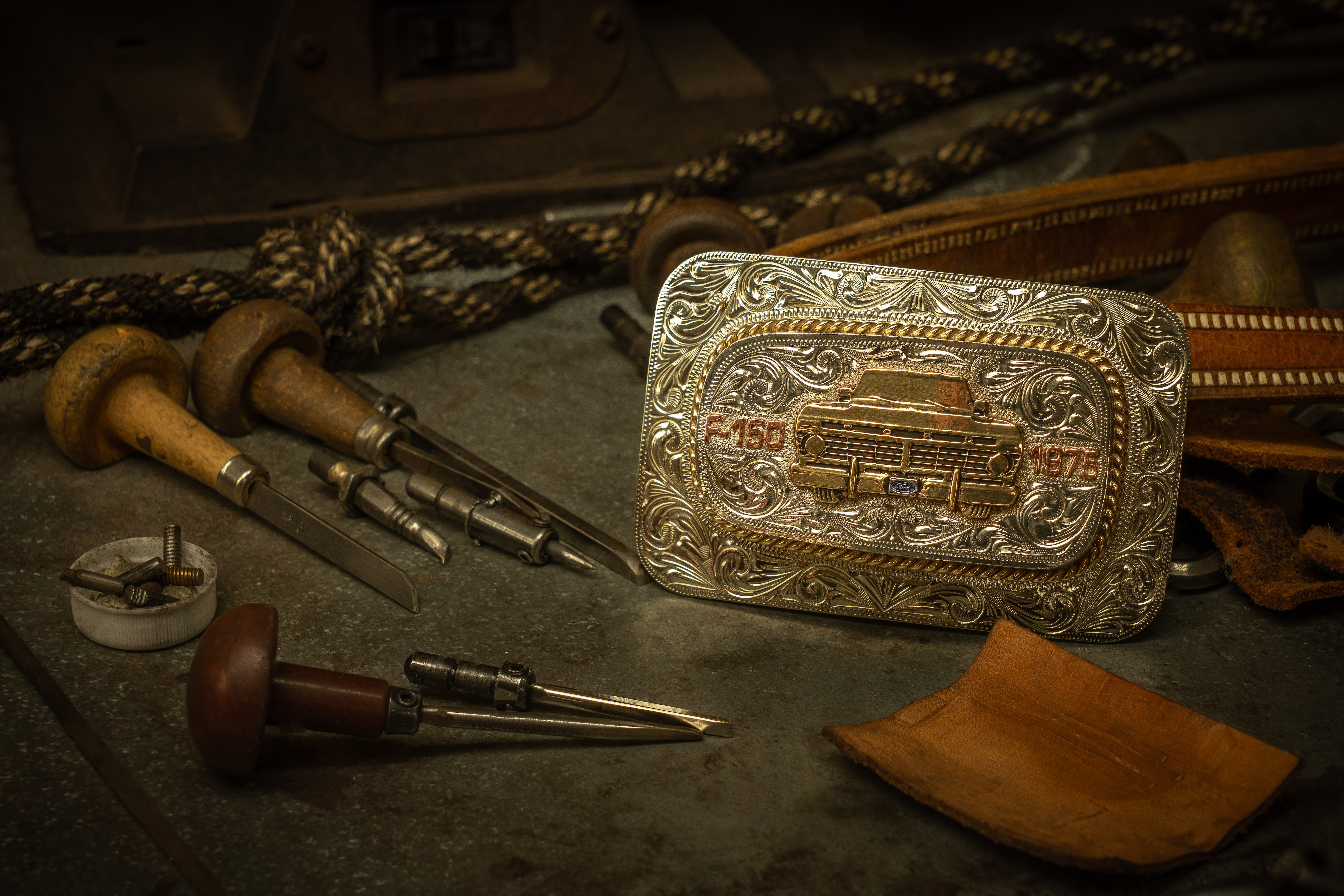 A Ford truckle belt buckle