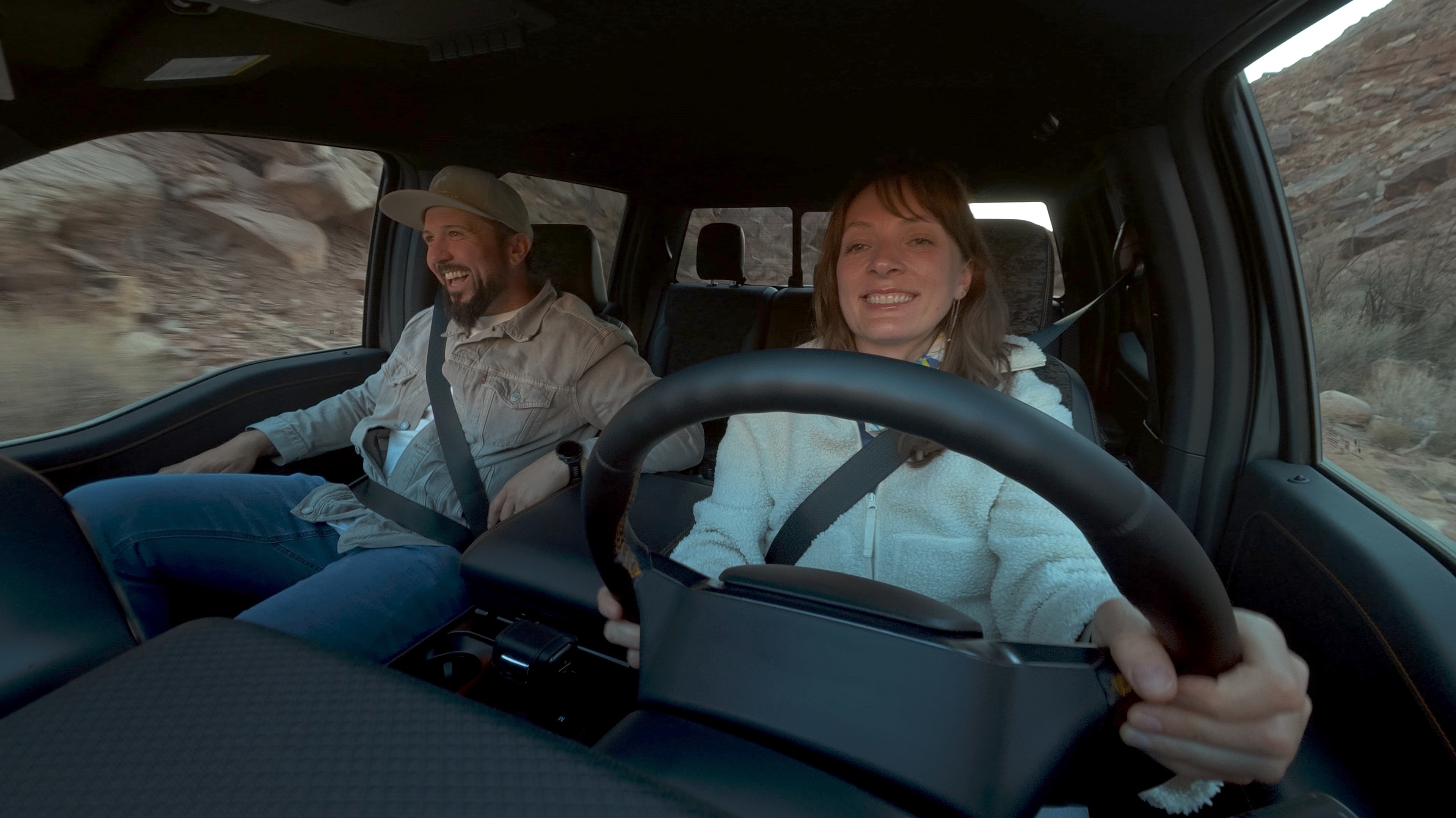 The duo navigated through rough terrain.